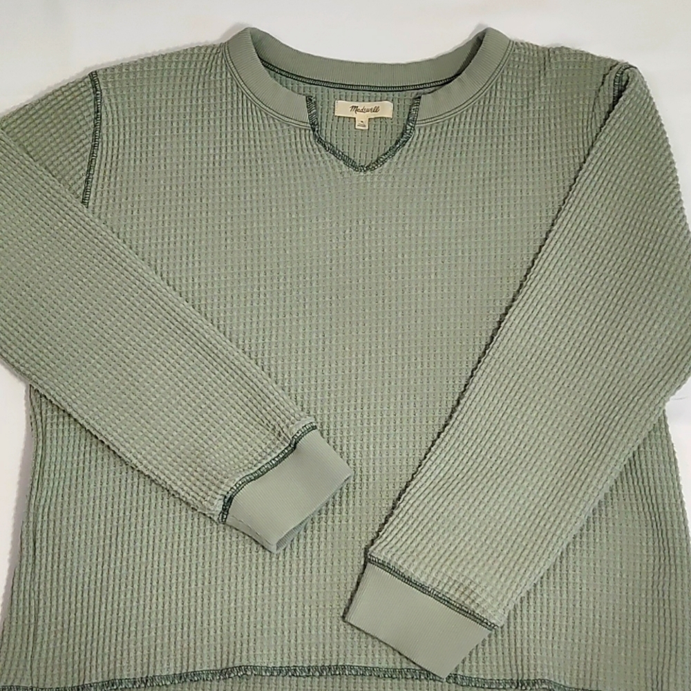 Madewell Waffle Split Neck Crop T-Shirt